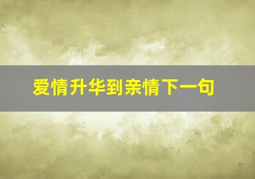 爱情升华到亲情下一句