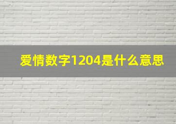 爱情数字1204是什么意思