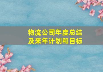 物流公司年度总结及来年计划和目标