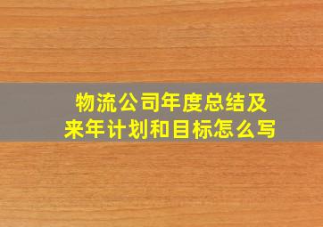 物流公司年度总结及来年计划和目标怎么写