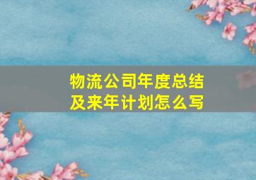 物流公司年度总结及来年计划怎么写