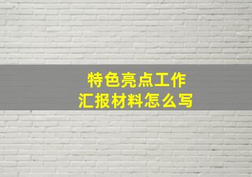 特色亮点工作汇报材料怎么写