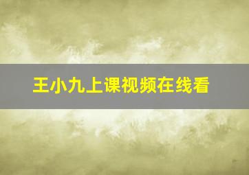 王小九上课视频在线看