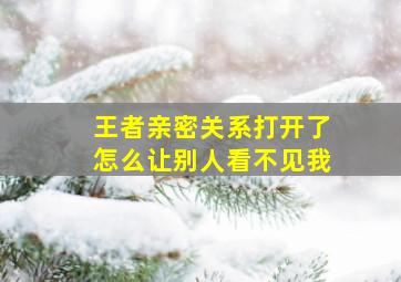 王者亲密关系打开了怎么让别人看不见我