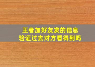 王者加好友发的信息验证过去对方看得到吗