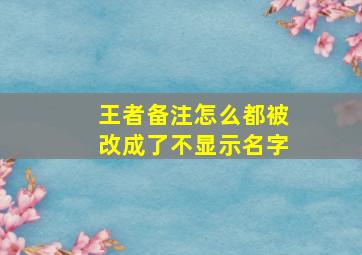 王者备注怎么都被改成了不显示名字