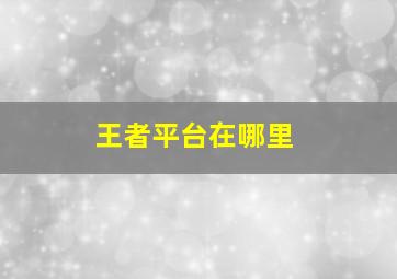 王者平台在哪里