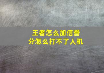 王者怎么加信誉分怎么打不了人机