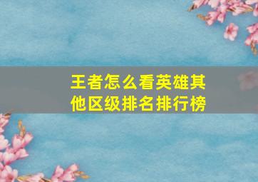 王者怎么看英雄其他区级排名排行榜