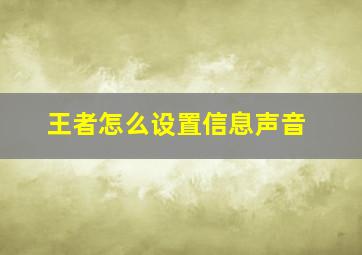 王者怎么设置信息声音