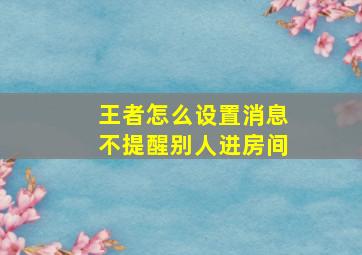 王者怎么设置消息不提醒别人进房间