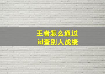 王者怎么通过id查别人战绩