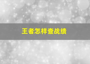 王者怎样查战绩