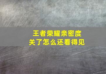 王者荣耀亲密度关了怎么还看得见