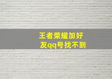 王者荣耀加好友qq号找不到