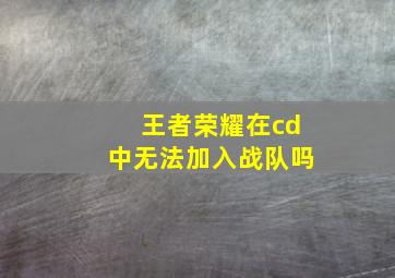 王者荣耀在cd中无法加入战队吗