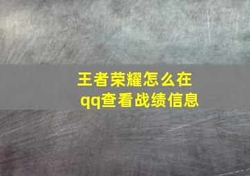 王者荣耀怎么在qq查看战绩信息