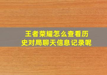 王者荣耀怎么查看历史对局聊天信息记录呢