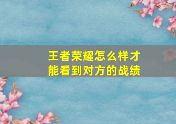 王者荣耀怎么样才能看到对方的战绩