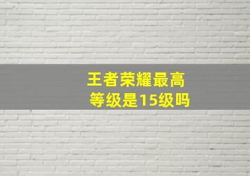 王者荣耀最高等级是15级吗