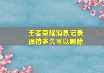 王者荣耀消息记录保持多久可以删除