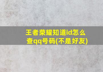 王者荣耀知道id怎么查qq号码(不是好友)