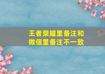 王者荣耀里备注和微信里备注不一致