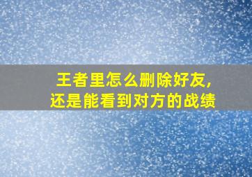 王者里怎么删除好友,还是能看到对方的战绩