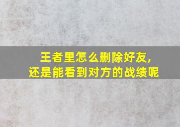 王者里怎么删除好友,还是能看到对方的战绩呢