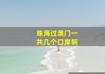 珠海过澳门一共几个口岸啊