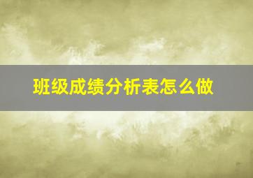 班级成绩分析表怎么做