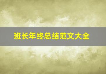 班长年终总结范文大全