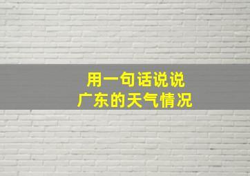 用一句话说说广东的天气情况