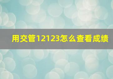 用交管12123怎么查看成绩