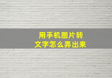 用手机图片转文字怎么弄出来