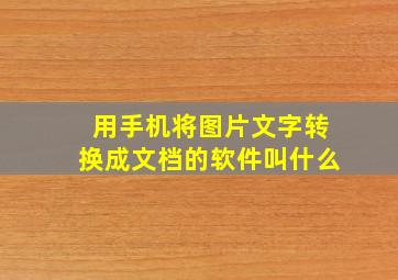 用手机将图片文字转换成文档的软件叫什么