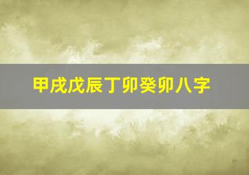 甲戌戊辰丁卯癸卯八字