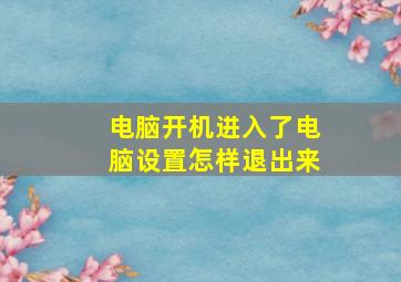 电脑开机进入了电脑设置怎样退出来