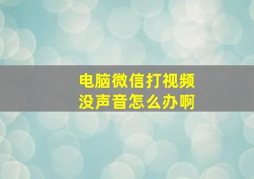 电脑微信打视频没声音怎么办啊