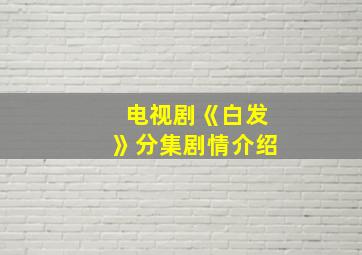 电视剧《白发》分集剧情介绍