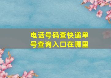 电话号码查快递单号查询入口在哪里