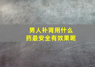 男人补肾用什么药最安全有效果呢