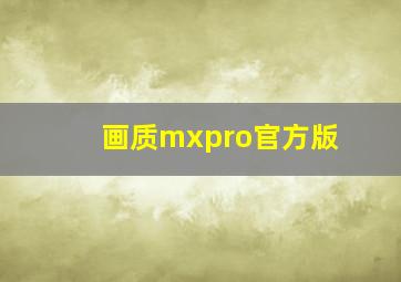 画质mxpro官方版