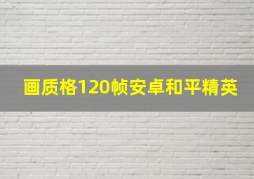 画质格120帧安卓和平精英