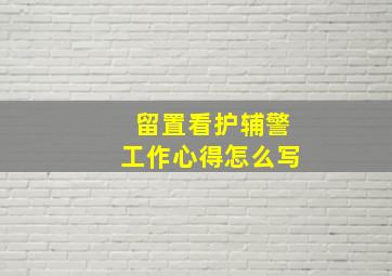 留置看护辅警工作心得怎么写