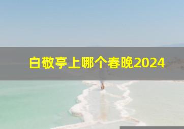 白敬亭上哪个春晚2024