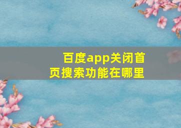 百度app关闭首页搜索功能在哪里