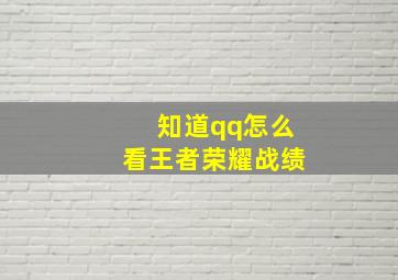 知道qq怎么看王者荣耀战绩