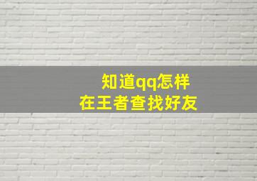 知道qq怎样在王者查找好友