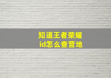 知道王者荣耀id怎么查营地